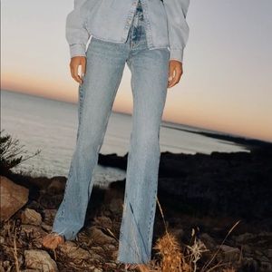 40 8 🔖 Zara Hi Rise Wide Leg Full Length Jeans